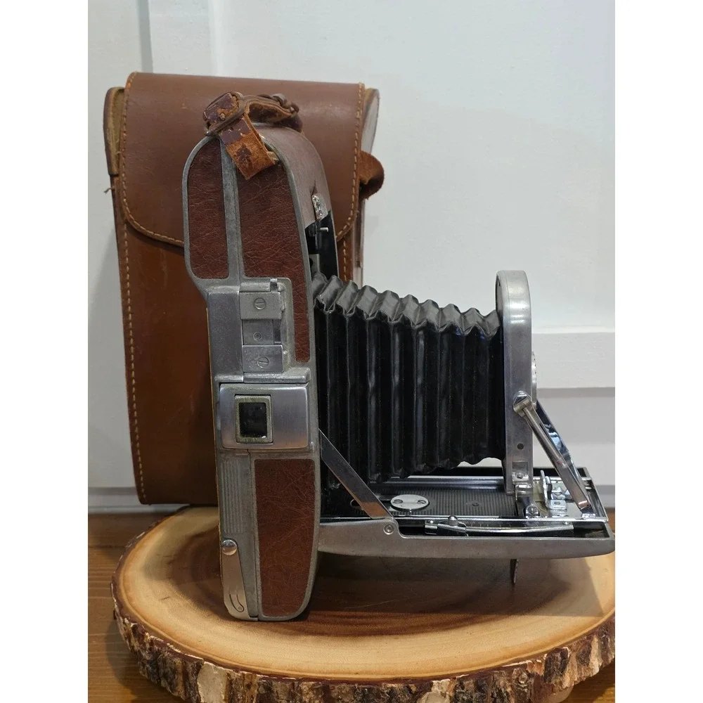 Vintage Polaroid Land Camera 40-50s Model 95 Folding Bellows with Leather Case